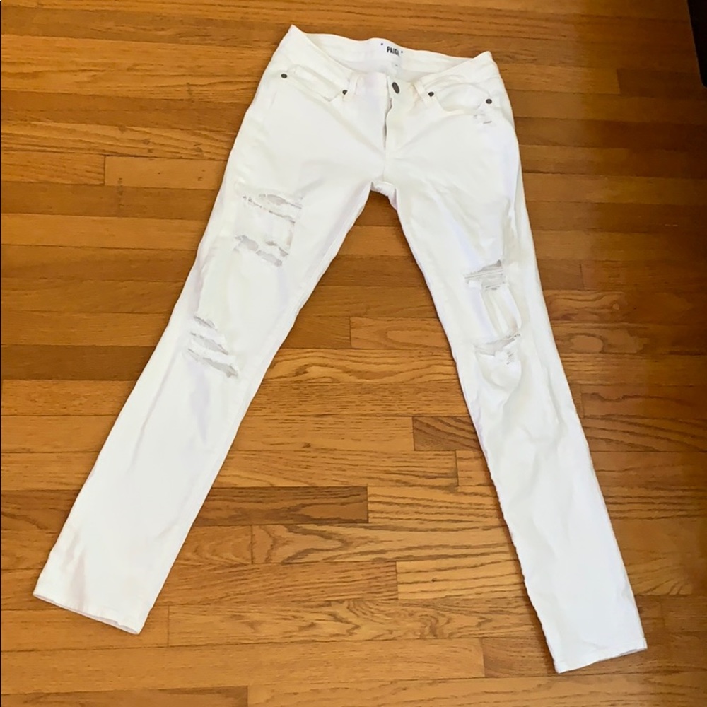 Paige Jimmy Jimmy Skinny distressed white jeans